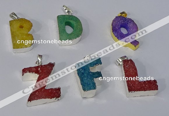 NGP3083 20*25mm - 25*30mm letter druzy agate pendants wholesale
