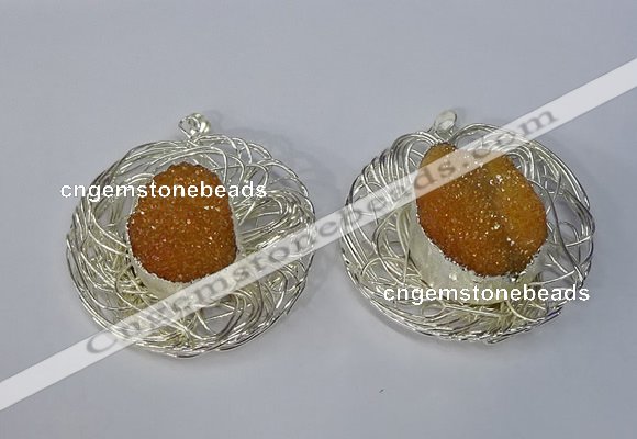 NGP3119 52mm - 55mm freeform druzy agate gemstone pendants