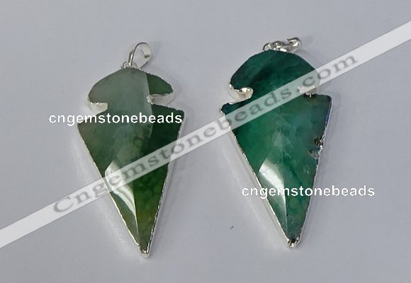 NGP3131 24*50mm - 26*55mm arrowhead agate gemstone pendants