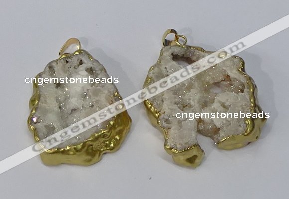 NGP3135 25*35mm - 40*50mm freeform plated druzy agate pendants