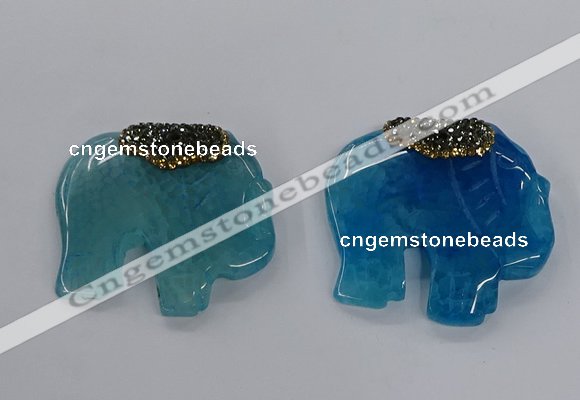 NGP3264 40*48mm - 45*50mm elephant agate gemstone pendants