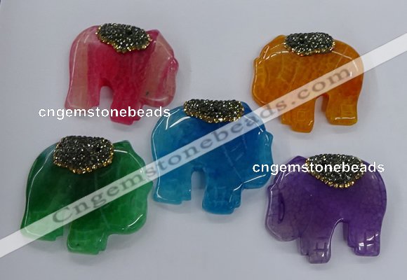 NGP3267 40*48mm - 45*50mm elephant agate gemstone pendants