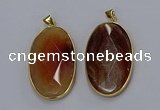 NGP3298 34*57mm faceted oval agate gemstone pendants wholesale