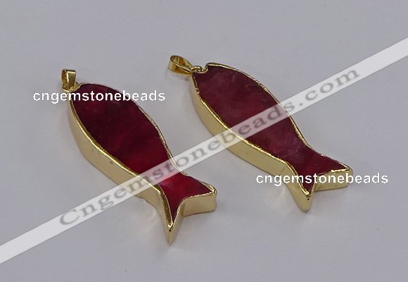 NGP3314 16*50mm - 18*52mm fish-shaped agate gemstone pendants