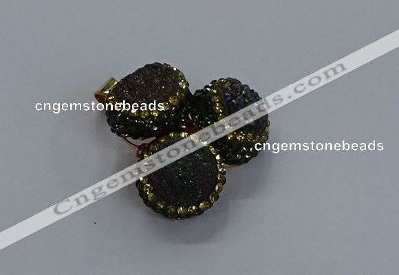 NGP3417 14mm - 16mm coin druzy agate gemstone pendants