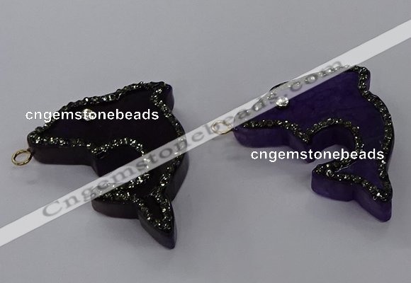 NGP3424 25*40mm - 30*45mm dolphin agate gemstone pendants