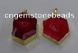 NGP3496 25*40mm - 30*45mm hexagon druzy agate pendants