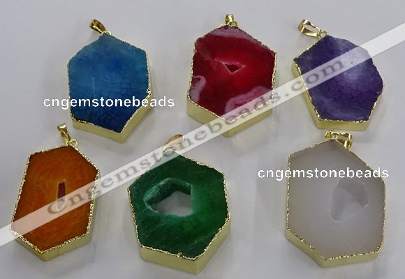 NGP3501 25*40mm - 30*45mm hexagon druzy agate pendants