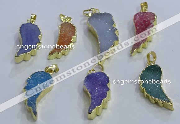 NGP3610 15*30mm - 18*40mm wing-shaped druzy agate pendants
