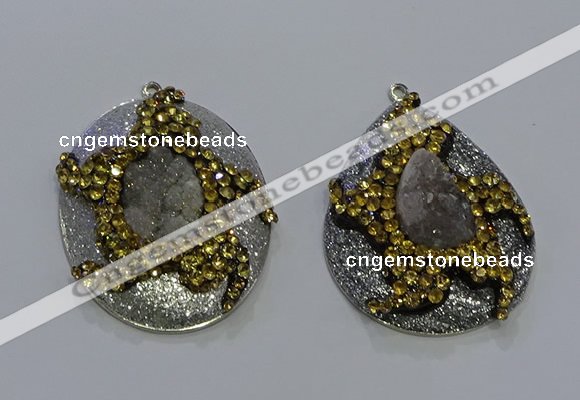 NGP3672 35*45mm freeform druzy agate pendants wholesale
