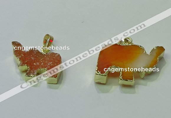 NGP3697 18*30mm - 22*35mm elephant druzy agate gemstone pendants