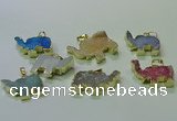 NGP3704 18*30mm - 22*35mm elephant druzy agate gemstone pendants