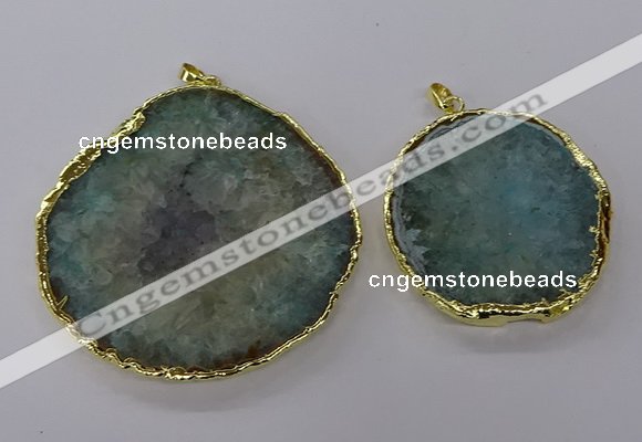 NGP3776 45*50mm - 55*60mm freeform druzy agate pendants