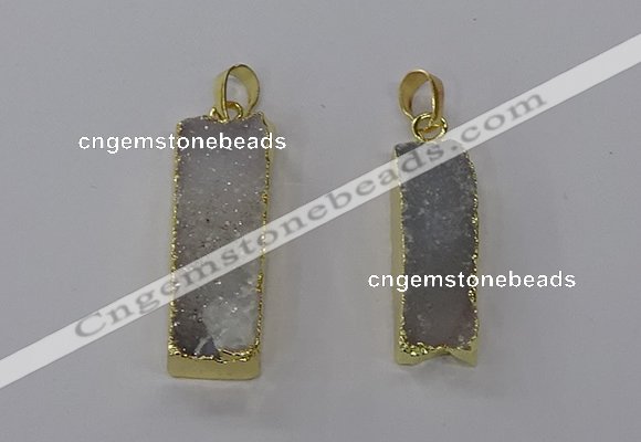 NGP3791 10*30mm - 12*35mm rectangle druzy agate pendants