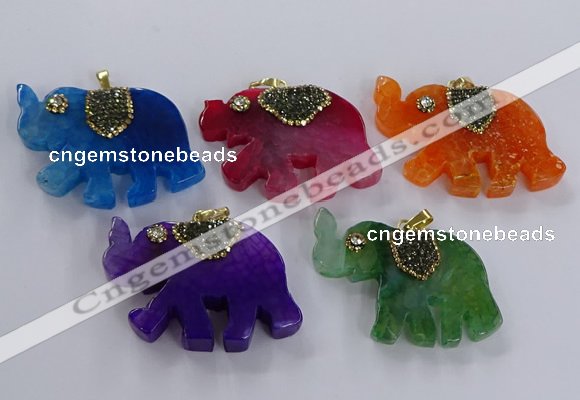 NGP3879 30*45mm - 35*50mm elephant agate pendants wholesale