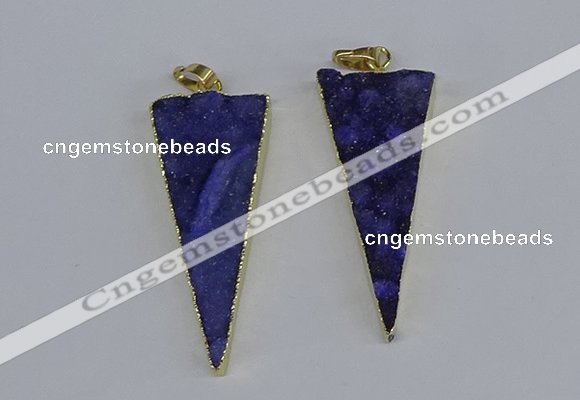 NGP3984 20*48mm - 25*50mm triangle druzy agate pendants wholesale