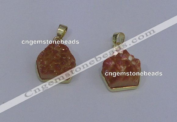 NGP4010 15*16mm freeform druzy quartz gemstone pendants