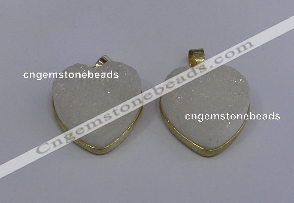 NGP4021 20*20mm heart druzy quartz gemstone pendants