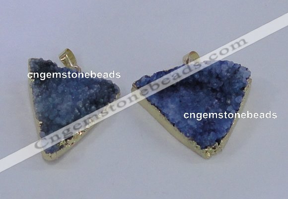 NGP4052 25*30mm – 30*35mm triangle druzy quartz pendants