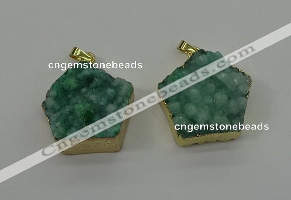 NGP4116 28*28mm - 30*30mm pentagon druzy quartz pendants wholesale