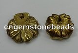 NGP4146 40*45mm - 50*55mm flower plated druzy agate pendants