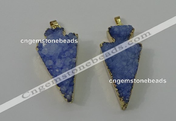 NGP4159 20*45mm - 22*48mm arrowhead druzy quartz pendants