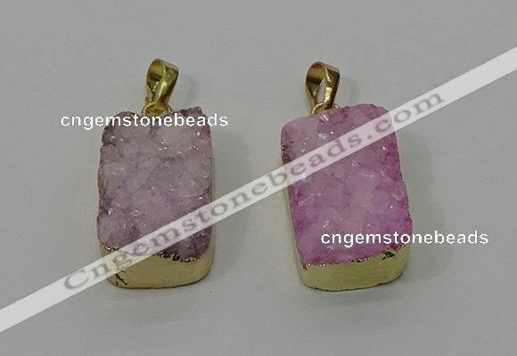 NGP4224 16*25mm - 18*25mm rectangle druzy quartz pendants wholesale