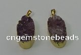 NGP4242 18*35mm oval druzy amethyst pendants wholesale