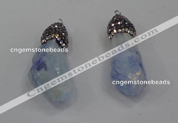 NGP4287 10*30mm - 15*45mmmm nuggets plated quartz pendants