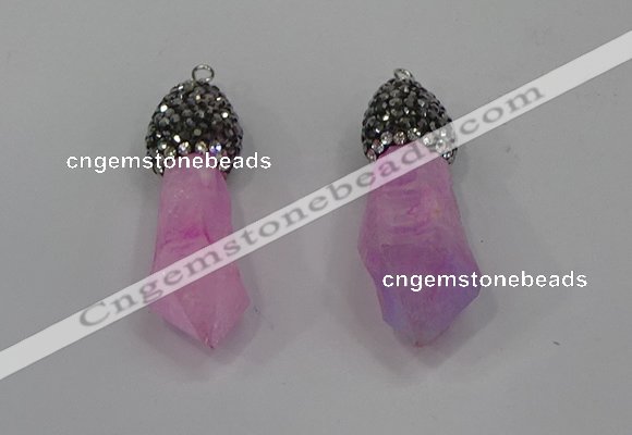 NGP4289 10*30mm - 15*45mmmm nuggets plated quartz pendants