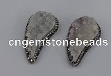 NGP4313 20*40mm - 25*50mm wing-shaped druzy quartz pendants
