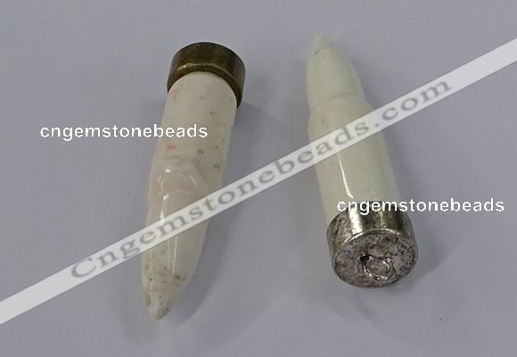 NGP4546 15*56mm bullet-shaped white howlite turquoise pendants