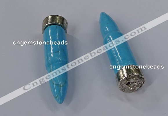 NGP4548 15*62mm bullet-shaped white howlite turquoise pendants