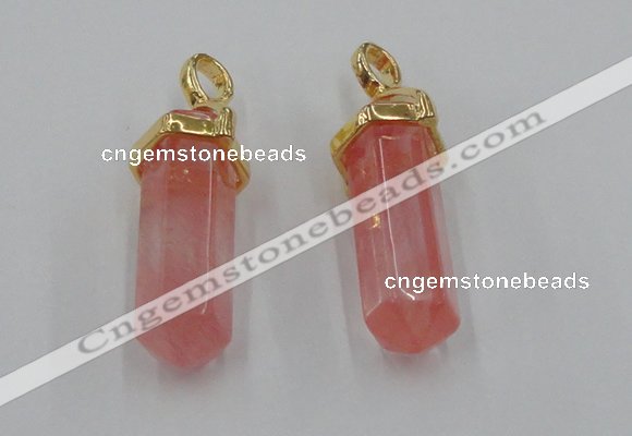 NGP5028 8*30mm sticks cherry quartz gemstone pendants wholesale