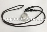 NGP5603 Black rutilated quartz teardrop pendant with nylon cord necklace