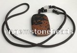 NGP5621 Mahogany obsidian rectangle pendant with nylon cord necklace