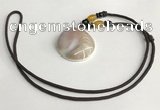 NGP5638 Shell flat teardrop pendant with nylon cord necklace