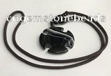 NGP5683 Agate flower pendant with nylon cord necklace