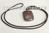 NGP5696 Agate rectangle pendant with nylon cord necklace