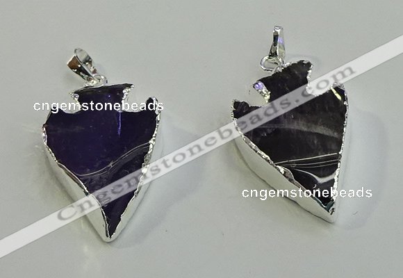 NGP6006 22*30mm - 25*35mm arrowhead amethyst pendants