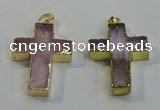 NGP6036 30*40mm - 35*45mm cross rose quartz pendants