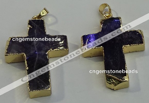 NGP6038 30*40mm - 35*45mm cross amethyst pendants