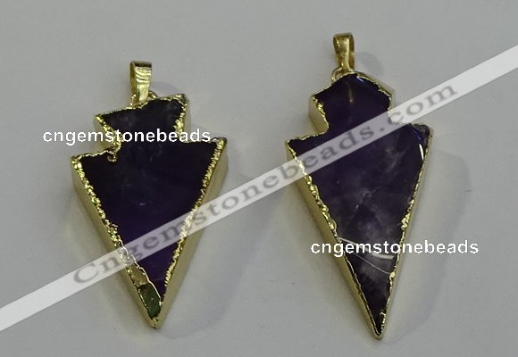 NGP6065 20*40mm - 25*45mm arrowhead amethyst pendants