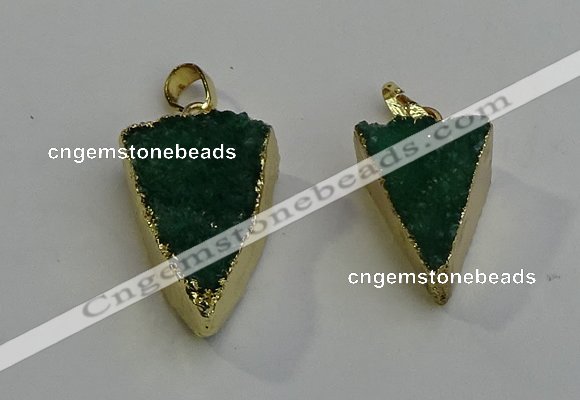 NGP6070 20*25mm - 25*35mm triangle druzy quartz pendants