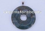 NGP616 5pcs 6*41mm moss agate with brass setting donut pendants