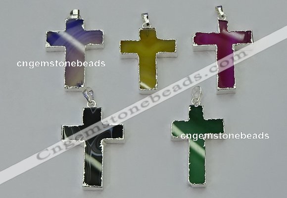 NGP6164 25*40mm - 30*40mm cross agate gemstone pendants