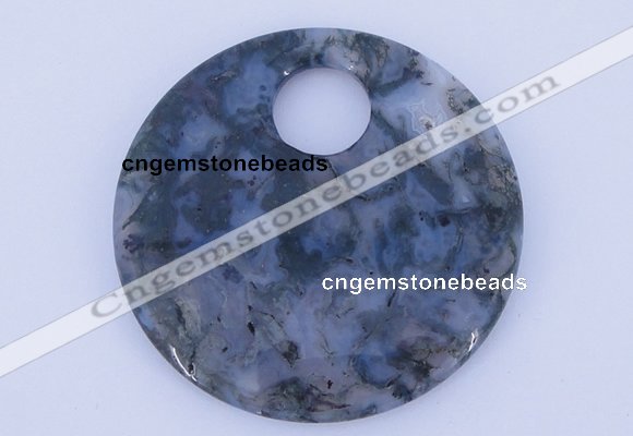 NGP618 5pcs 6*50mm moss agate gemstone donut pendants