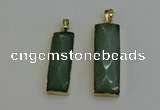 NGP6203 14*30mm - 15*38mm faceted rectangle green aventurine pendants