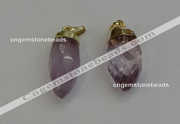 NGP6237 12*28mm - 15*30mm faceted bullet amethyst pendants