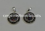 NGP6274 22mm flat round plated druzy agate pendants wholesale